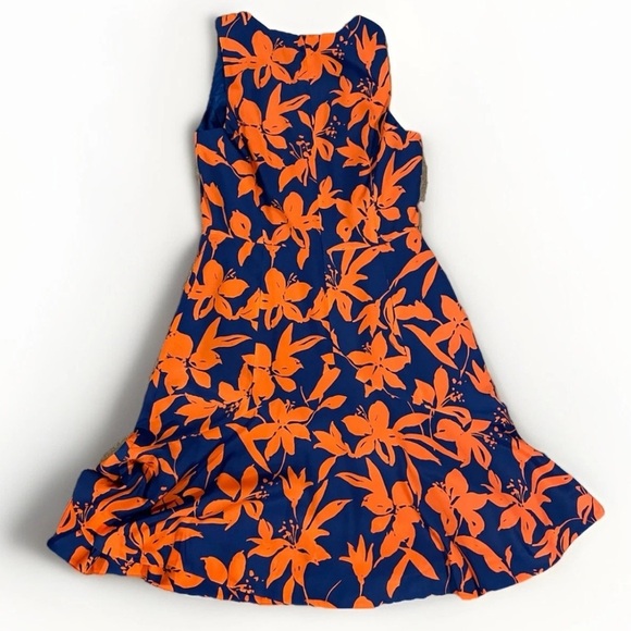 J. Crew Fit and Flare Sleeveless Lightweight Cocktail Dress Blue + Orange size 4 - Picture 4 of 4